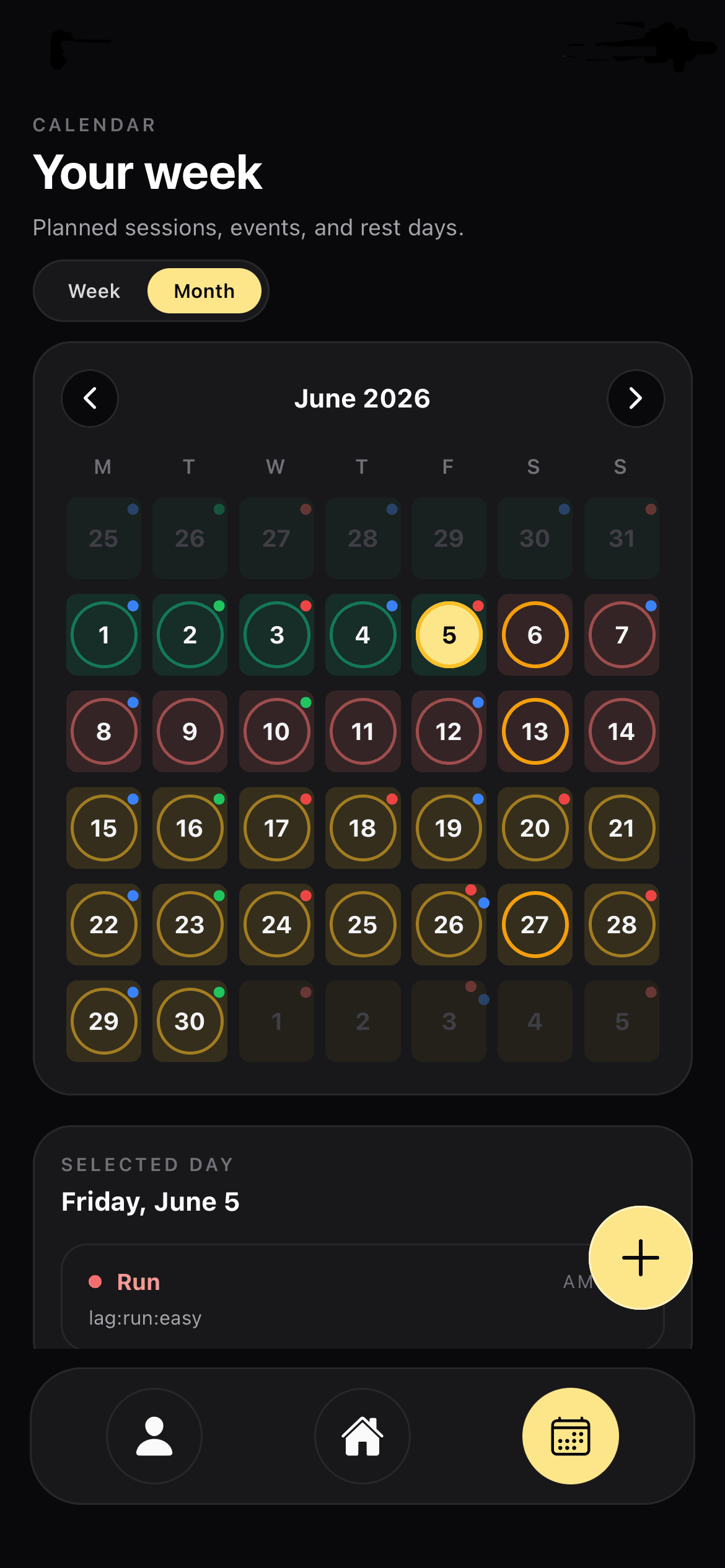 Connected training calendar